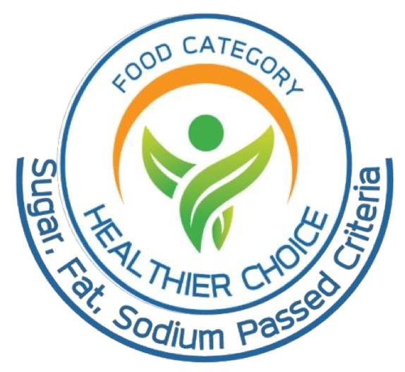 Healthier Choice logo: A symbol displayed on food products that pass the respective criteria on the amount of sugar, fat, and sodium content of a particular food category. Sources: The Notification of the Ministry of Public Health No. 373 (BE 2559)