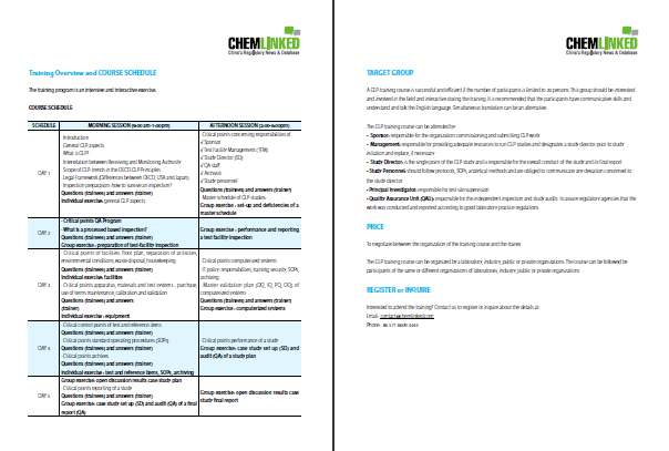 China GLP training syllabus