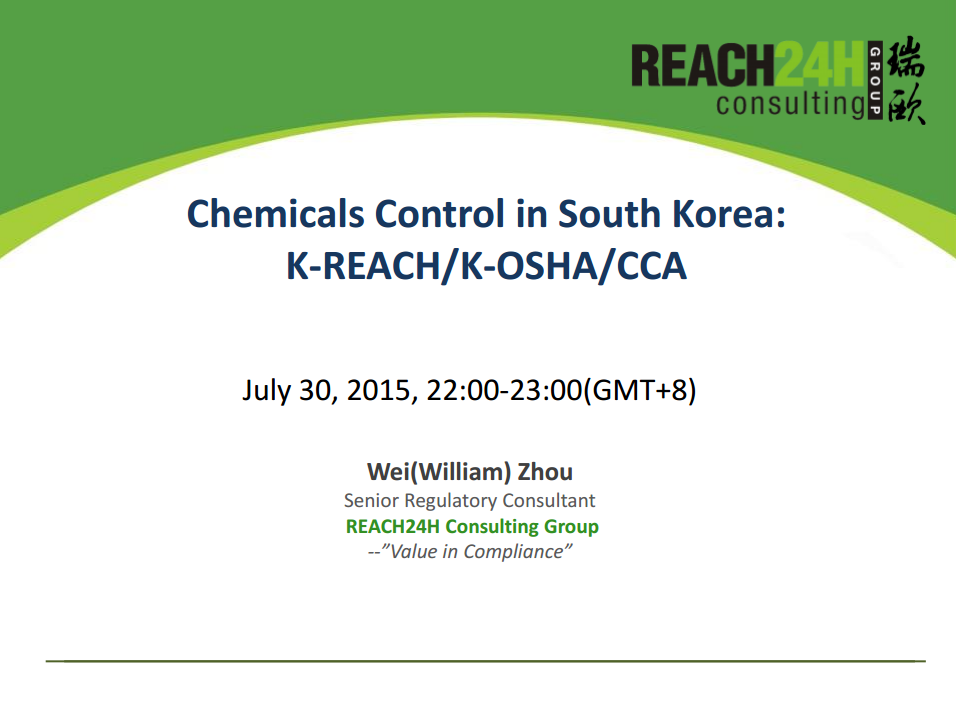 Chemicals Control in South Korea KREACH/KOSHA/CCA ChemLinked