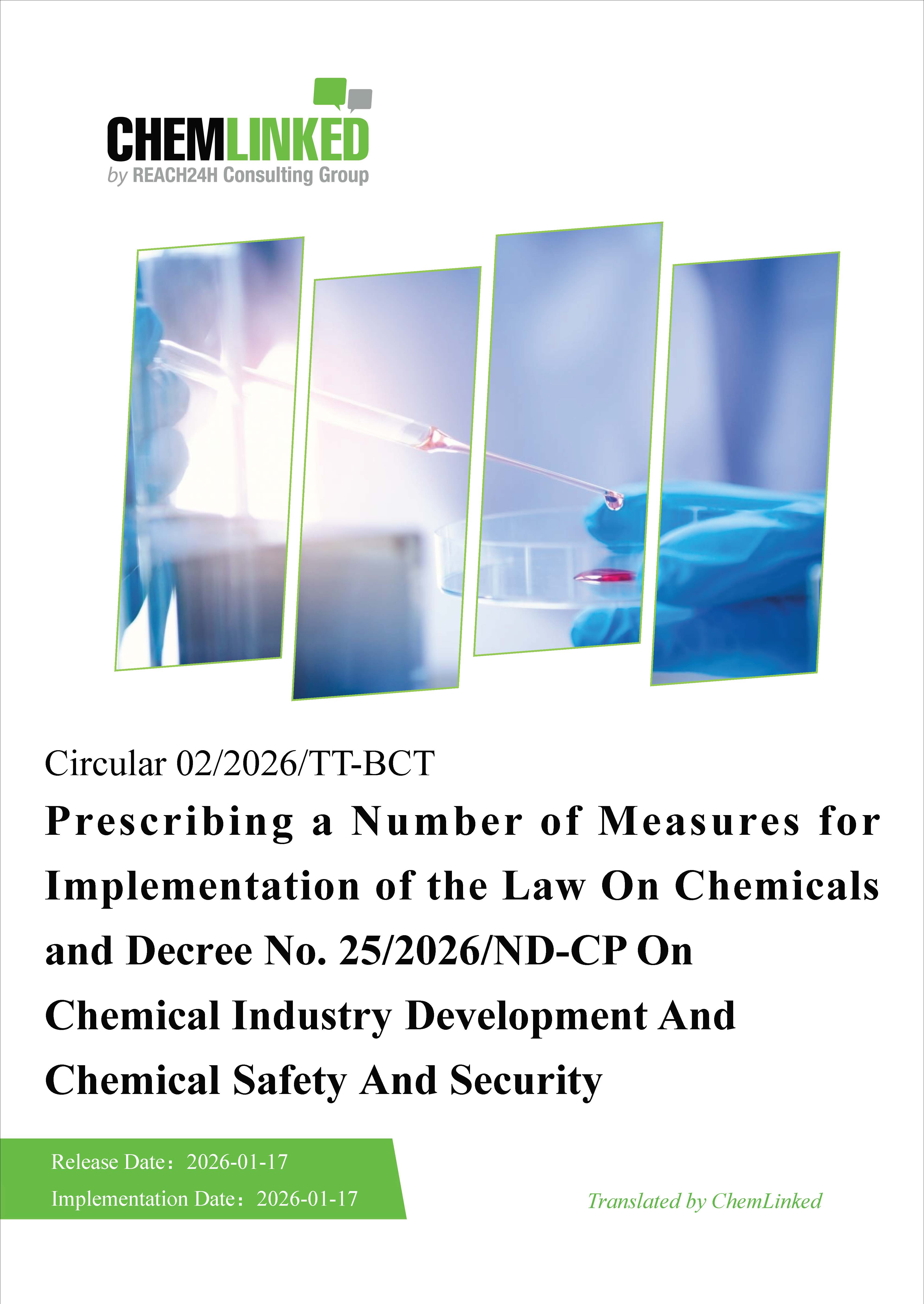 Circular 02/2026/TT-BCT Detailing and guiding the implementation of a number of articles of the Law on Chemicals and Decree 25/2026/ND-CP on development of the chemical industry and safety